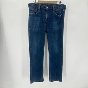 Levi's Jeans Mens 38x32 Blue 514 Straight Leg Stretch Dark Wash Denim-read